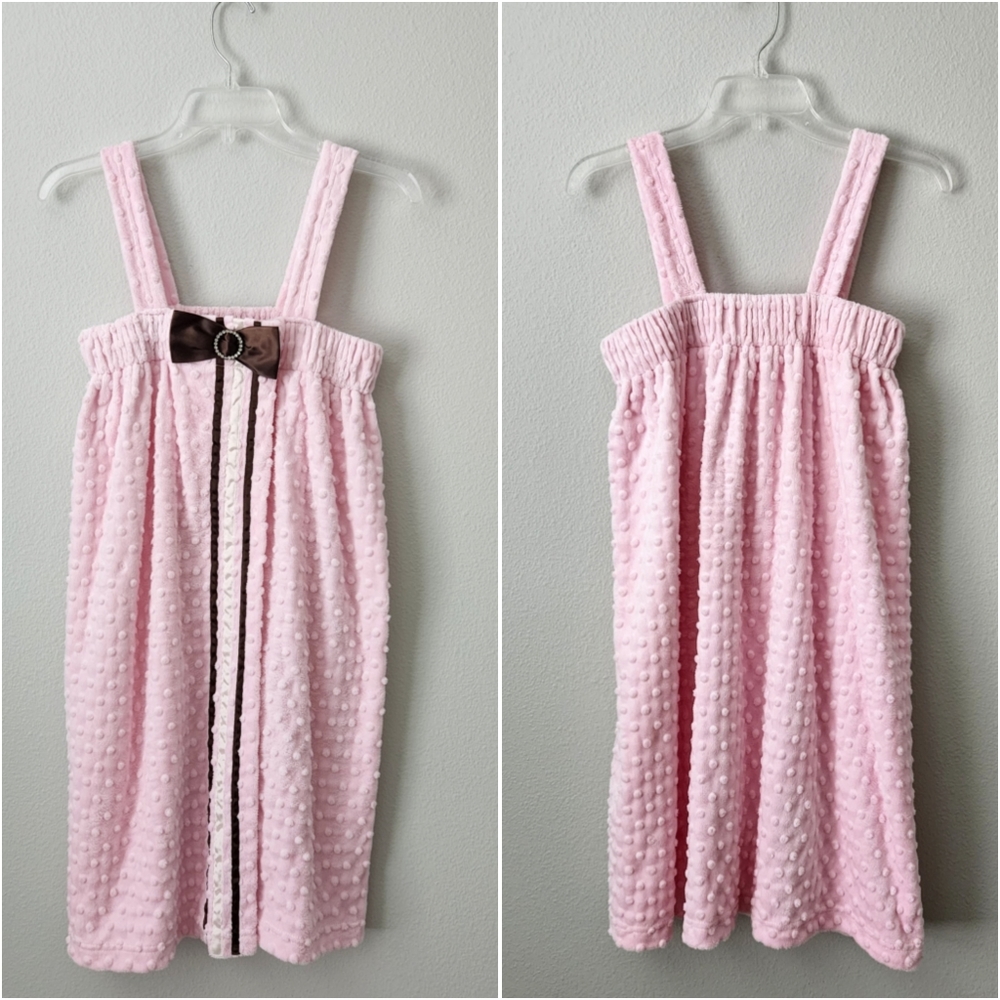 Will's River Co. Pink Cozy After Bath Wrap With Bow, Small / Medium - Picture 15 of 16